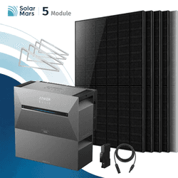 Anker SOLIX Solarbank 3 E2700 Pro Balkonkraftwerk Speicher mit 500Wp Solarmodul und MC4 Solarkabel Set - 2500Wp ‚Äì 5 Module / 1x BP2700 / Wand