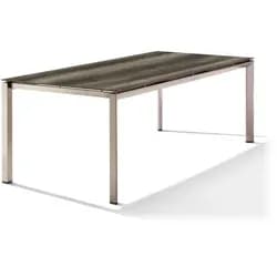 Sieger Gartentisch 220x100cm Polytec Eiche dunkel-Gestell Champagner