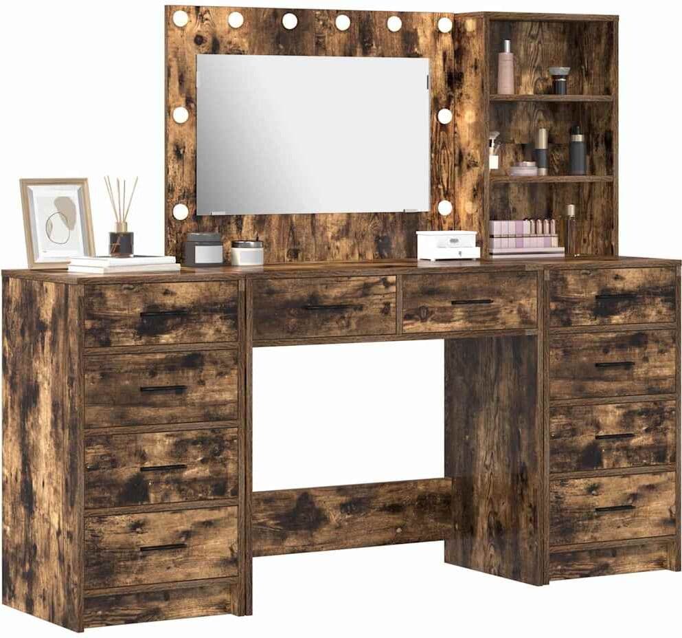 vidaXL Table de Toilette 3 pc Chêne fumé 78,5 x 41 x 135 cm