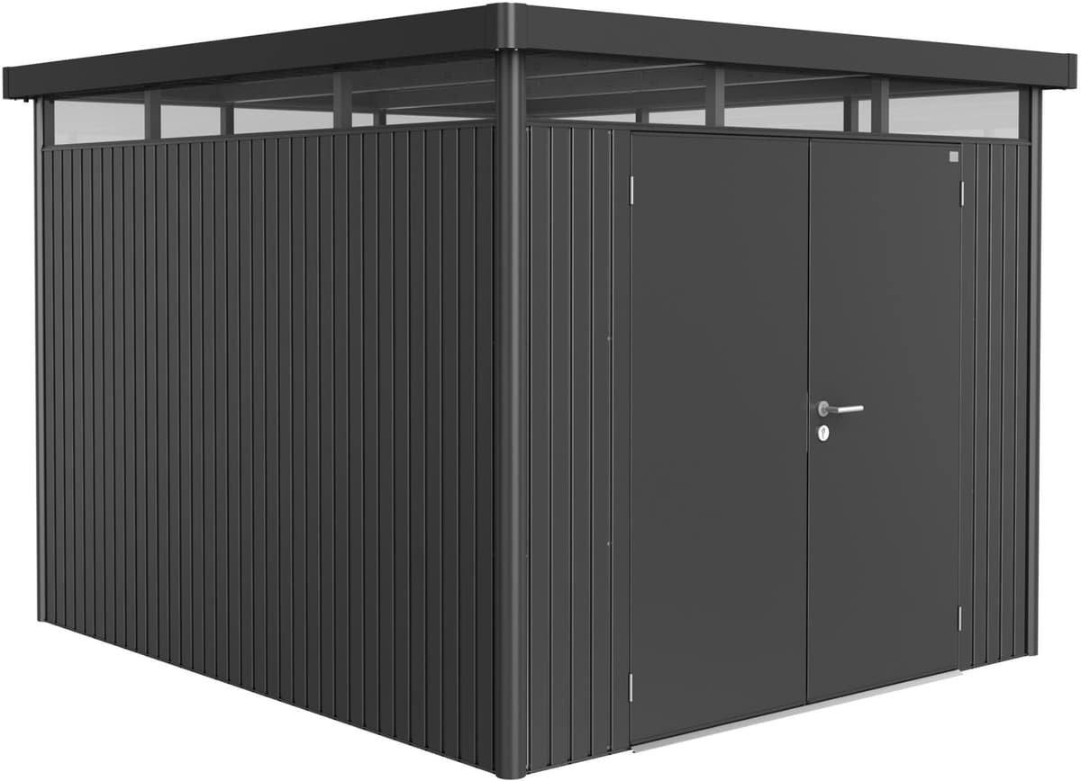 Biohort Caseta metálica Highline 5 doble puerta.  (De 7,01 a 9 m²) Gris oscuro metalizado