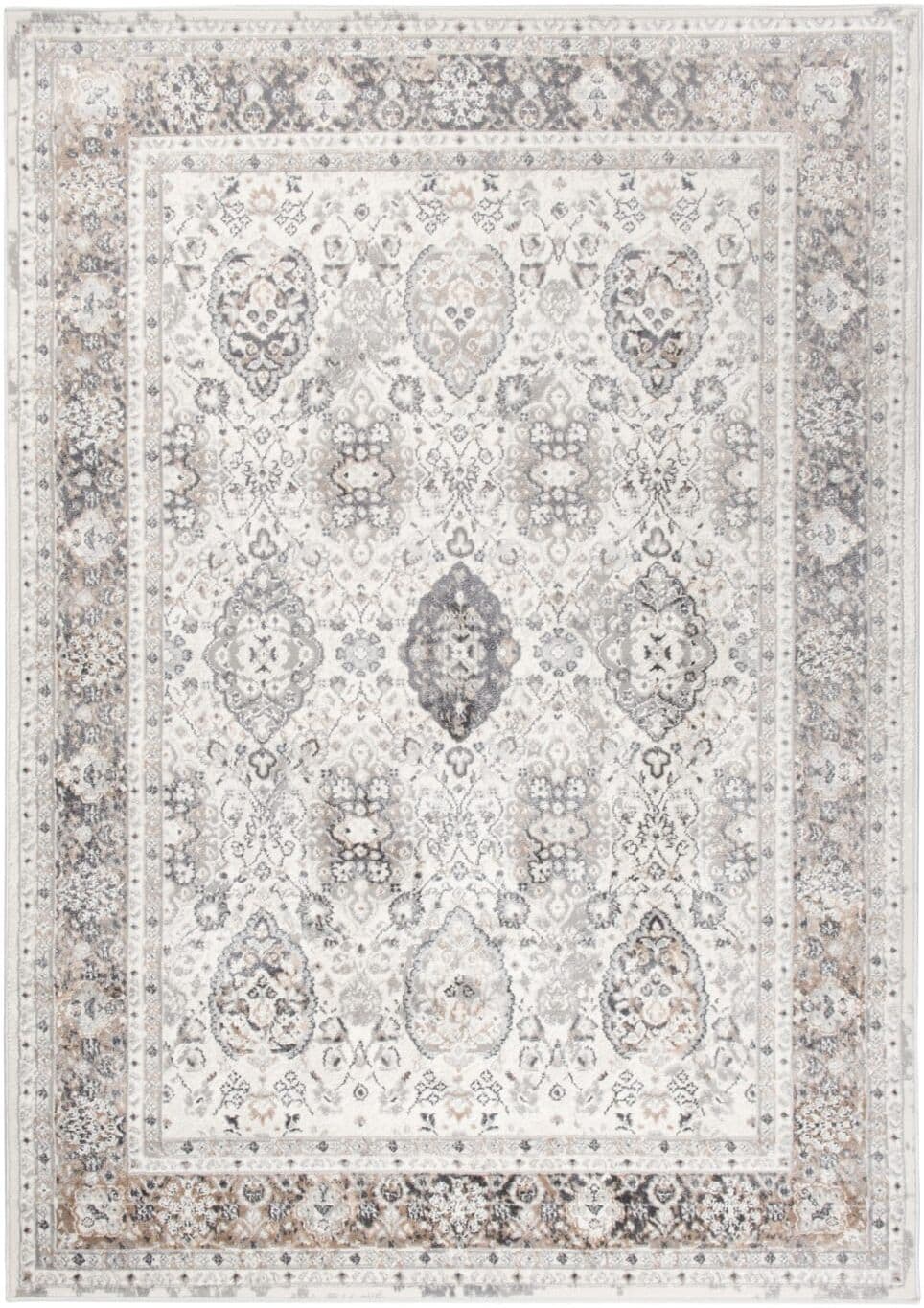 Tapiso Alfombra para salón comedor clásico marrón gris crema 140x200