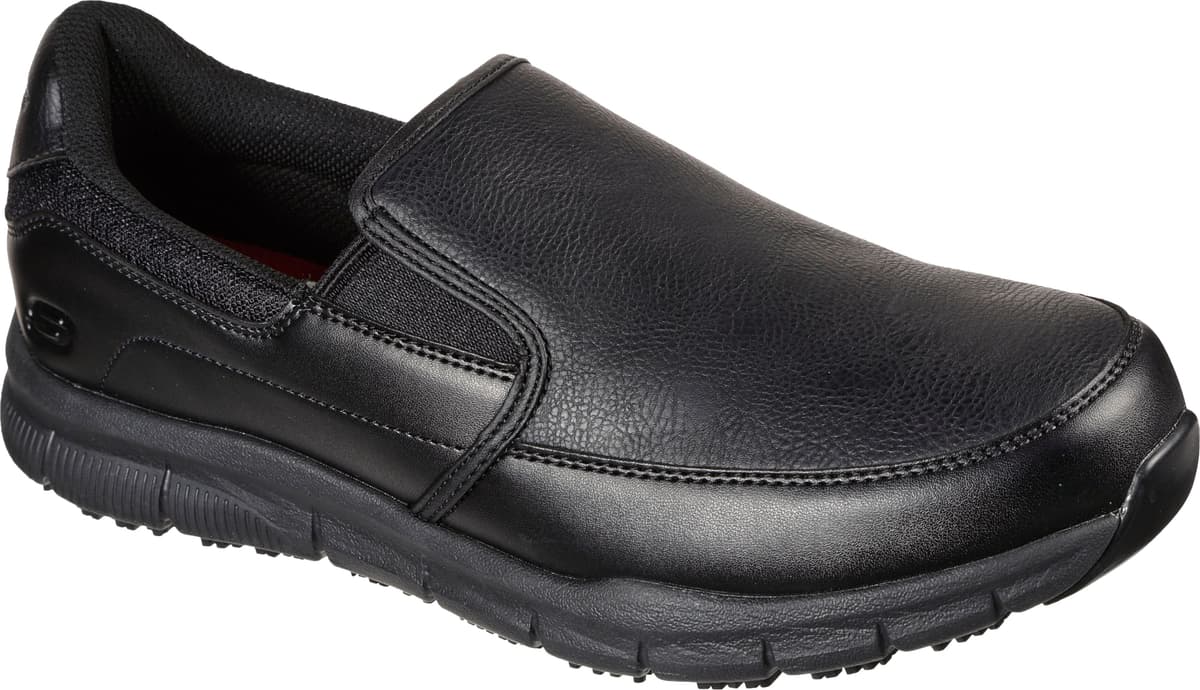 Berufsschuh SKECHERS "NAMPA-GROTON" Gr. 41, schwarz, 41, Lederimitat, Schuhe, Berufsschuh, Slipper für Gastronomie, Pflege, Krankenhaus mit Strecheinsätzen schwarz 41