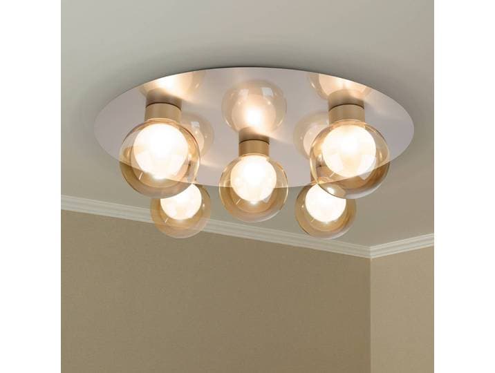 Näve Deckenleuchte Donika, dimmbar, creme / amber, für Wohn- / Esszimmer, Glas