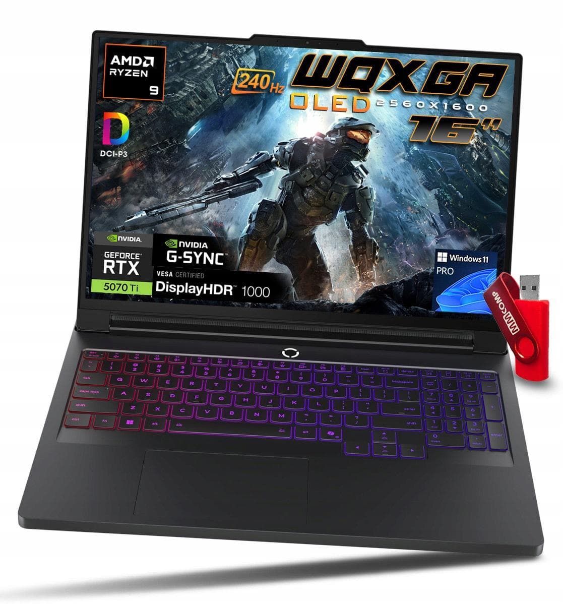 Lenovo Legion Pro 7 16AFR10H Ryzen 9, 64 GB, 1 TB SSD, WQXGA-OLED, Windows 11, RTX 5070 Ti