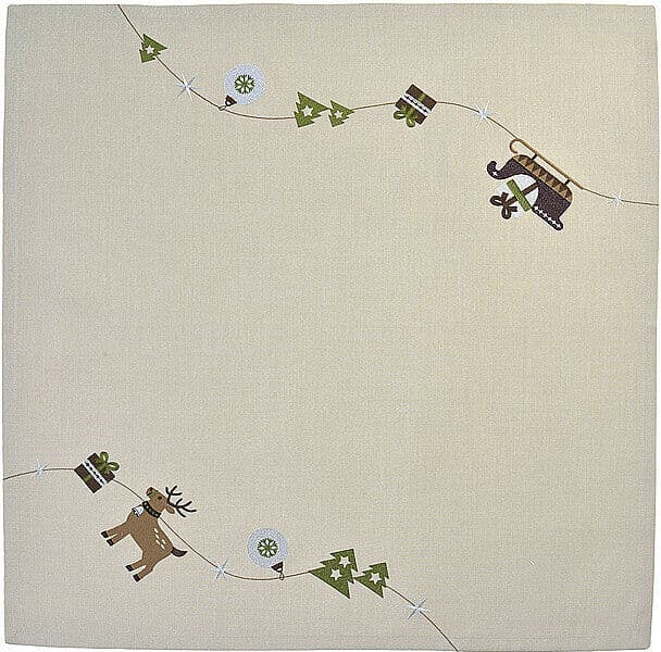 SANDER  Weihnachts Mitteldecke 85x85cm DEER Desert Sand beige EG