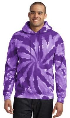 Port & Company PC146 Tie-Dye Pullover Hooded Sweatshirt in Purple size 2XL   Cotton Blend