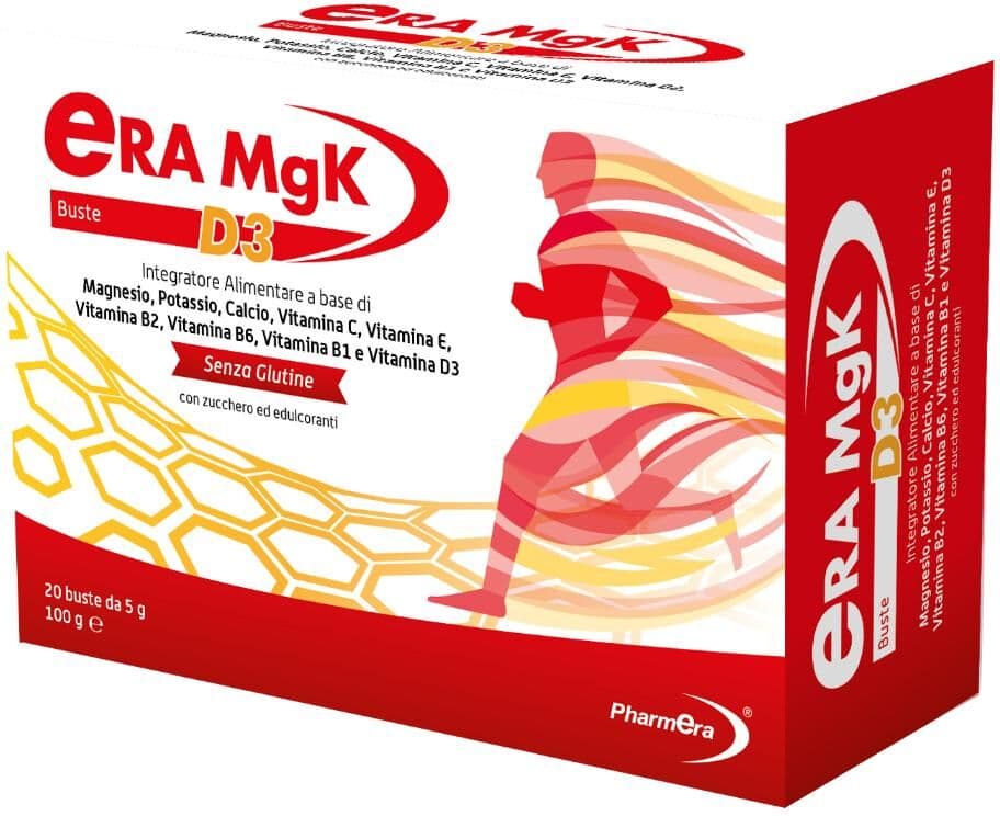 PHARMERA Srl Pharmera Era Mgk D3 - Integratore Alimentare con Magnesio, Vitamina C, Vitamina B6 e Riboflavina (20 Buste da 5g)