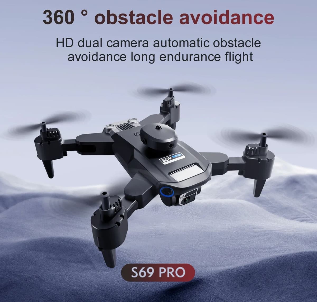 NONE S69 Foldable Drone with 4K Dual HD Camera, Wide Angle, WiFi FPV, Altitude Hold, Professional RC Quadcopter, Gift for Kids Adults