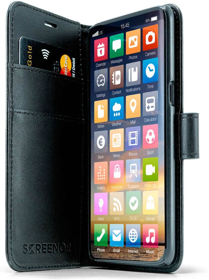 Apple iPhone 16 Pro Screenor Smart Lompakko Suojakotelo, Musta