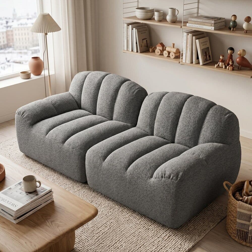 Urban Meuble Sofá modular 2 plazas, tejido polar, sin montaje, gris
