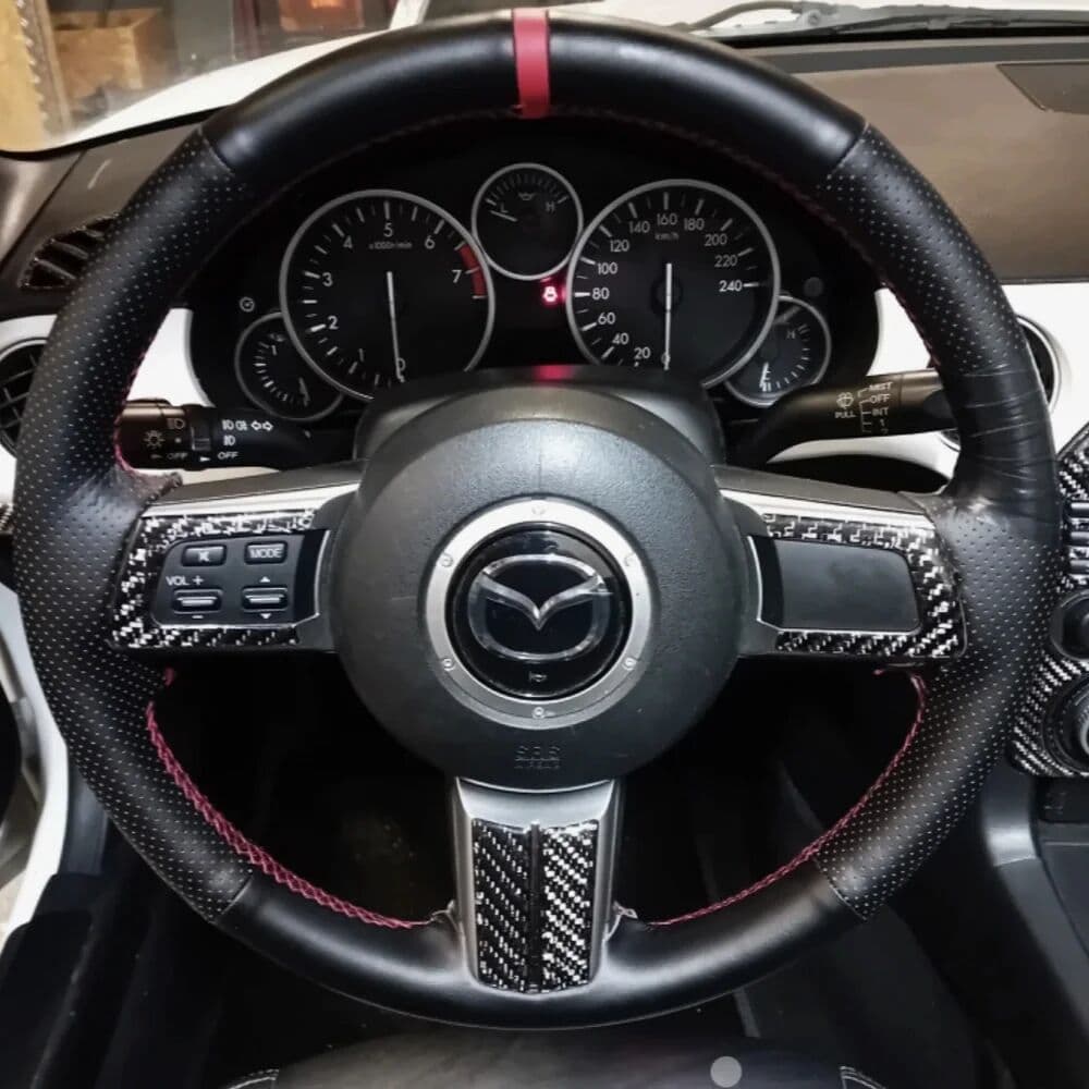 WUNHKF Custom Car Steering Wheel Braid Cover 100% Fit For Mazda MX-5 Miata NC III 2005- 2015 MX5 2014-2009 Car Products Steering Wrap