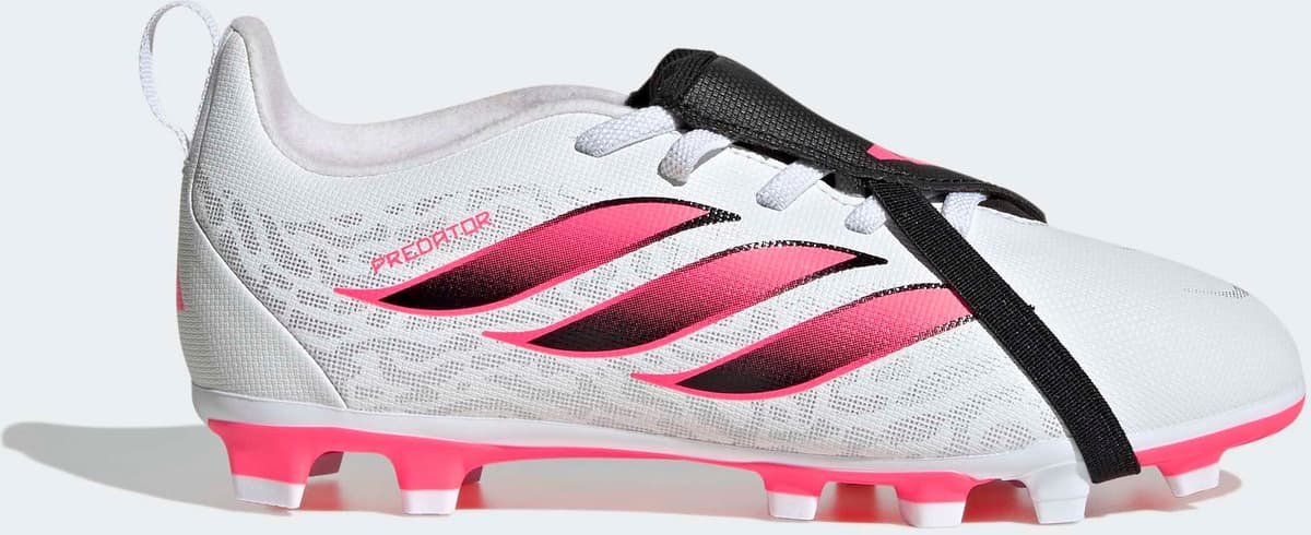 Fussballschuh ADIDAS PERFORMANCE "PREDATOR CLUB KIDS, FESTE BÖDEN/GEMISCHTE BÖDEN, UMSCHLAGBARE ZUNGE", Jungen, Gr. 32, pink (cloud weiß, solar turbo, core schwarz), Synthetik, Schuhe Fussballschuh, für viele verschiedene Böden geeignet cloud weiß, solar 