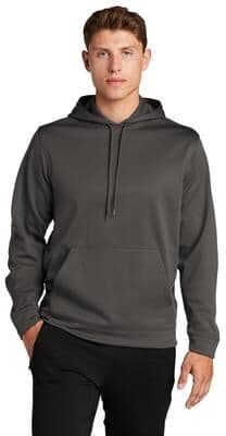 Sport-Tek F244 Sport-Wick Fleece Hooded Pullover T-Shirt in Iron Grey size Large   Polyester