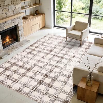 Garvee Checkered Area Rug, Washable Modern Geometric Rug, Non Slip Low Pile Soft Carpet for Bedroom, Living Room, Dining Room