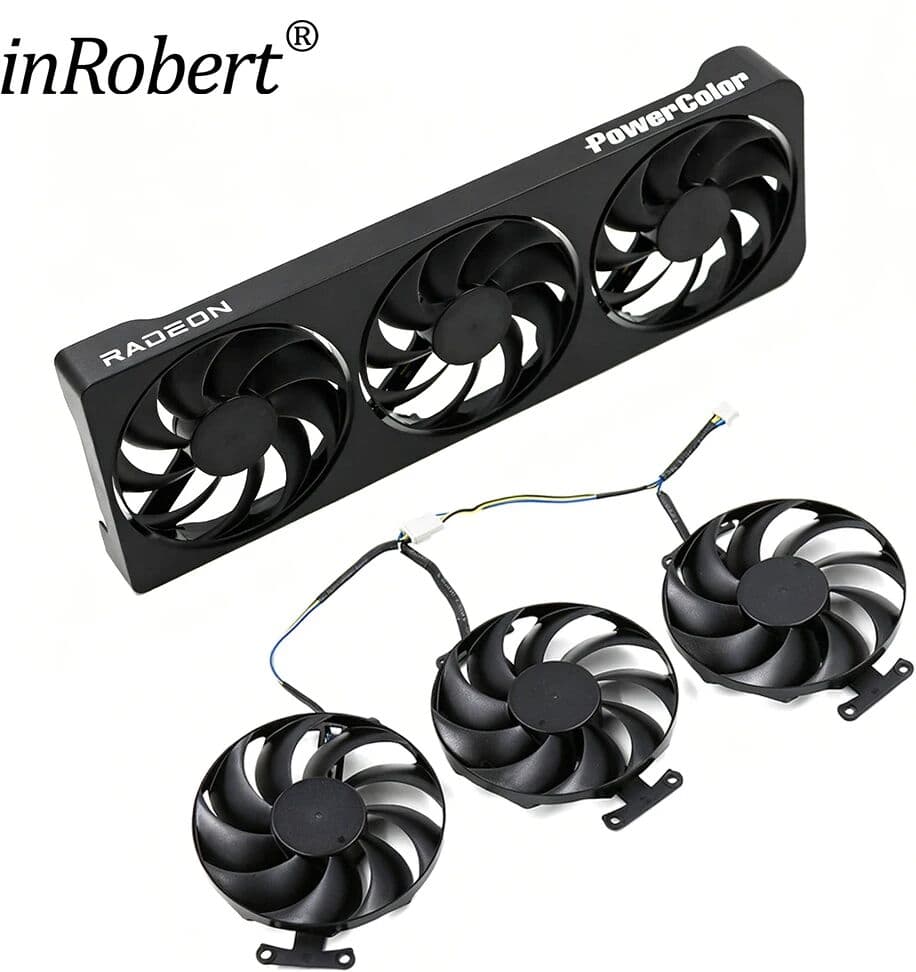 inRobert F​or PowerColor RX 9070 9070GRE 9070XT REAPE T129215BU RX9070 RX9070GRX RX9070XT Graphics Card Replacement Fan with Shell