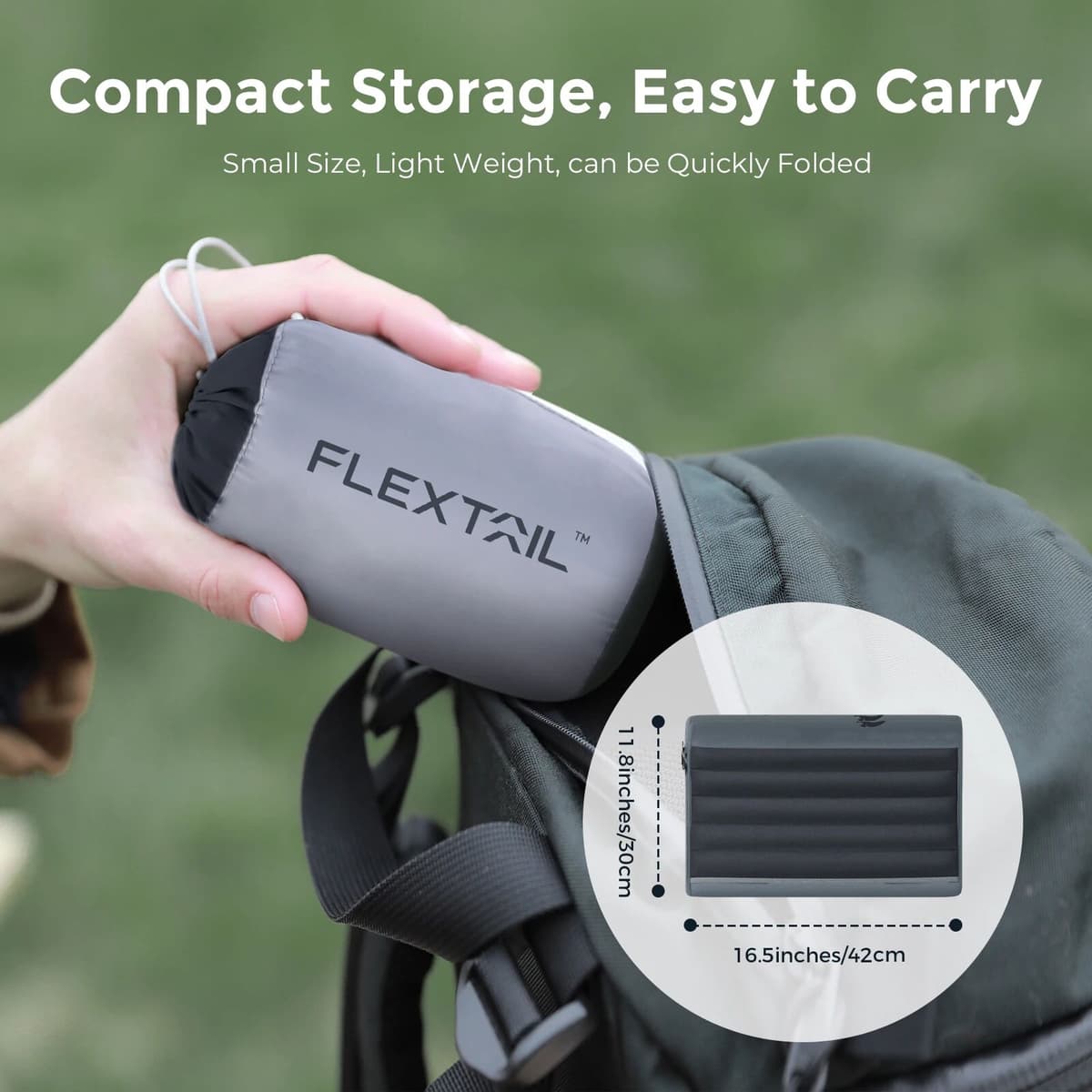 flextailgear FLEXTAIL Inflatable Camping Pillow, Ergonomic Pillow for Travel and Home, Lightweight and Washable, Two Height Options