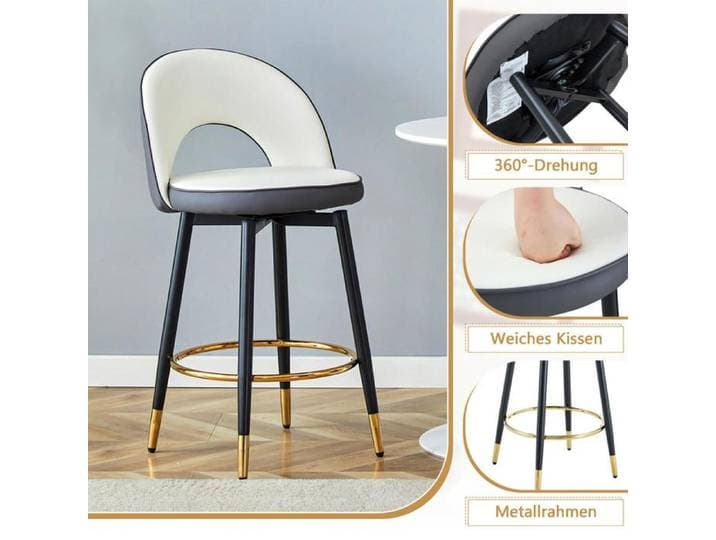 Pour aménager bar cuisine ou terrasse tabourets de bar pivotants à 360° rembourrés en PU lot de 2