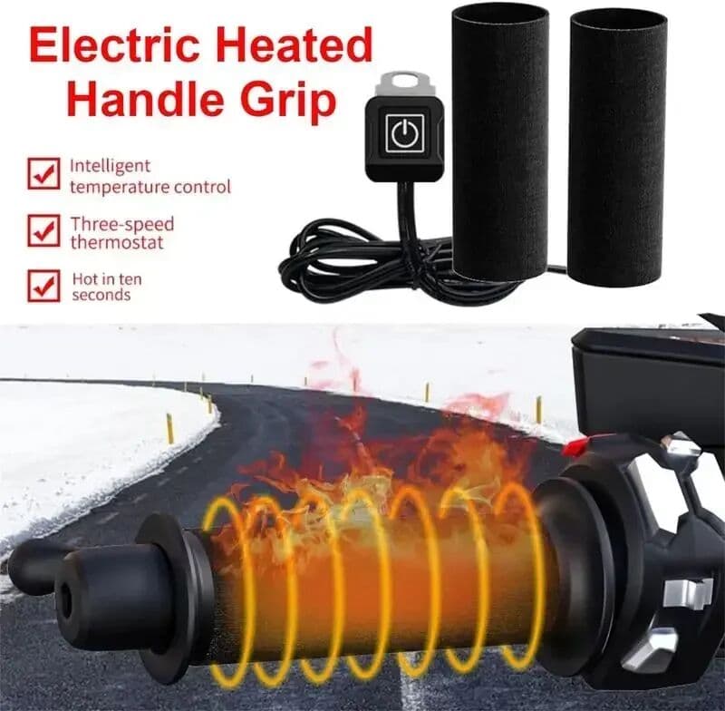 NONE Winter Motorcycle Electric Heating Handle Grip 12V Intelligent Heated Handlebar Grip Cover With 3 Gear Control For Motorcycle