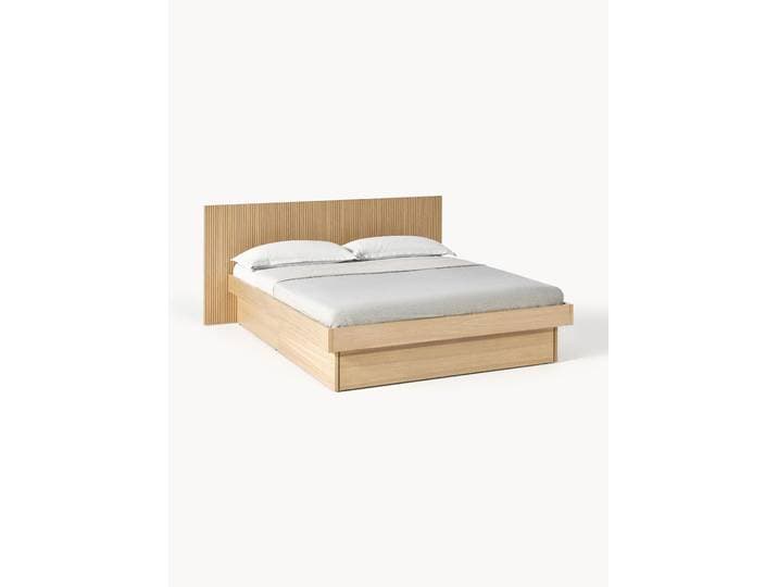 Lit en bois avec rangement et tête de lit Sato