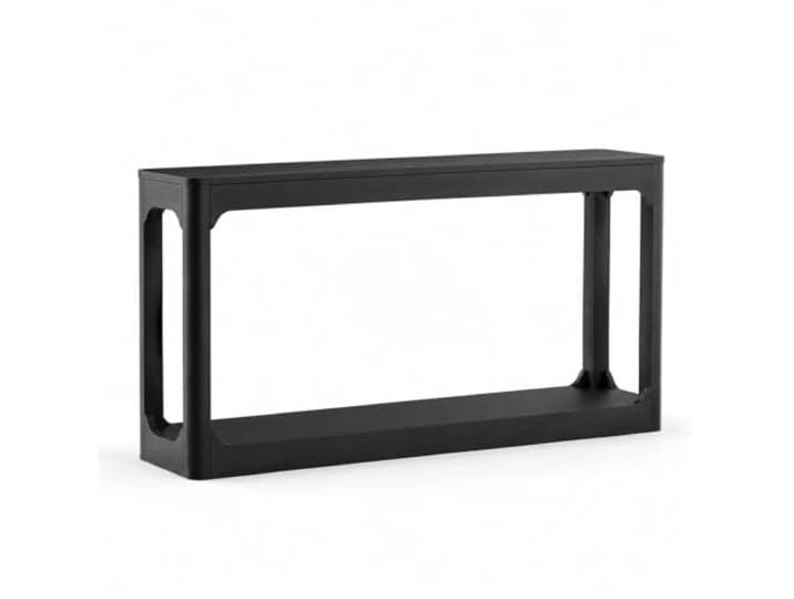 Jastoery Schmaler Beistelltisch 140cm Schwarz, Konsolentisch Sofatisch hinter Sofa für Flur & Wohnzimmer, modern minimalistisch mit Stauraum