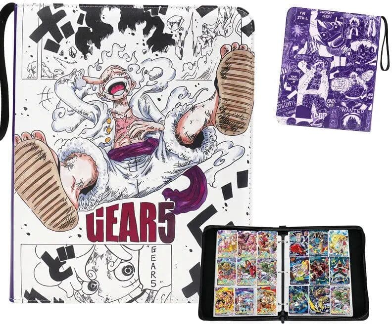 Bandai Anime One Piece  OPCG Card Book Binder Zipper Bronzing Style Luffy Holder Game Collcetion Card Book 9Grid50Pages Holiday Gift