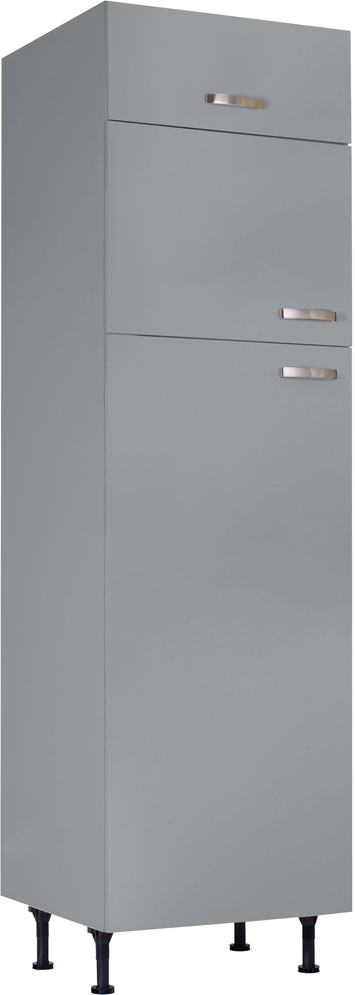 Kühlumbauschrank KOCHSTATION "KS-Cara", grau (basaltgrau), B:60cm H:211,8cm T:58,4cm, Schränke, Kühlumbauschrank, für Kühl-/Gefrierkombination
