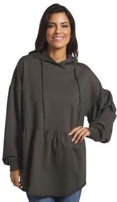 Masseys Lifestyle Flounce Hoodie (Size Medium) Vintage Black, Cotton,Spandex