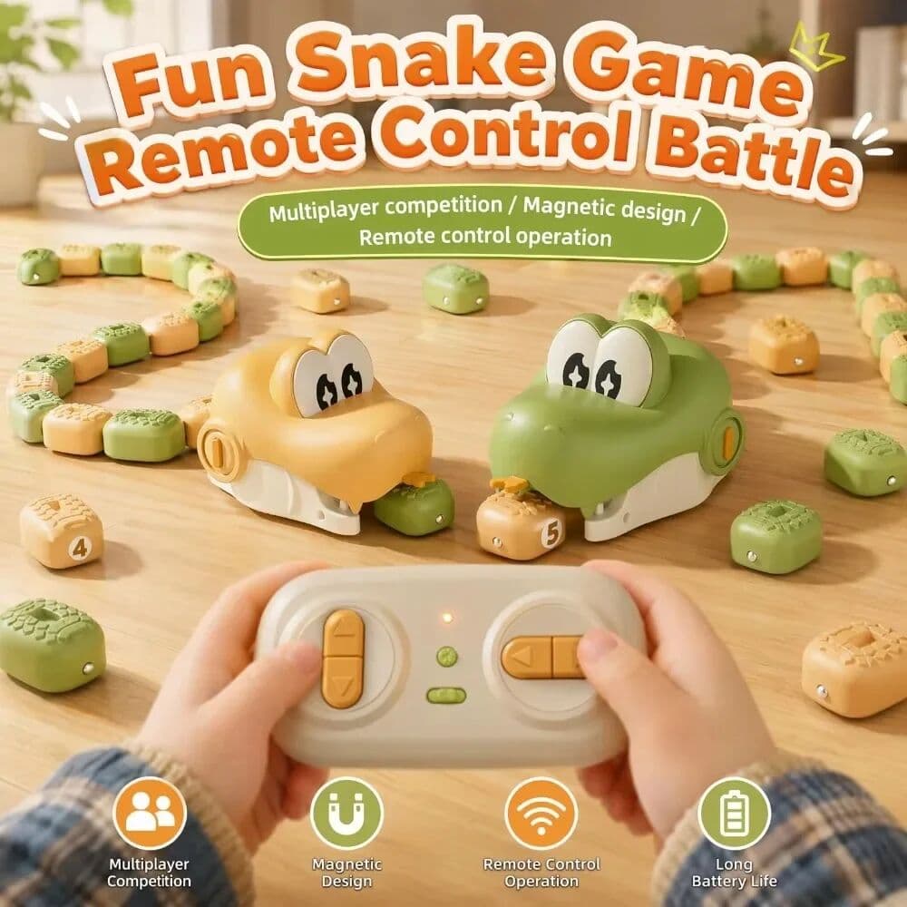 NONE Remote Control Snake Magnetic Suction Car Toy Cartoon Cobra with Light Sound 2‑Player Interactive Competitive Game Toy