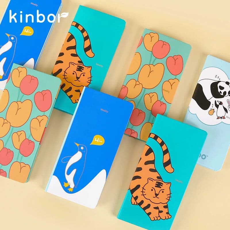 Kinbor Weekly Plan Week Grid Book Portable Pocket Book Small Notebook Cartoon Creative Hand Book Student  Korean Stationery