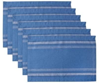 DII Design Imports Teal French Stripe Kitchen Placemat Set (Set of 6)