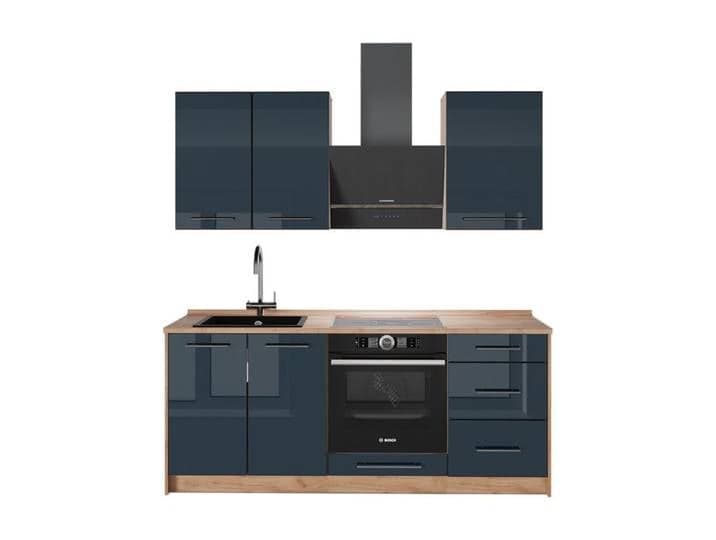 Cuisine Fame-Line 190cm PT Chêne Bleu foncé brillant/Chêne de force doré Vicco 65767