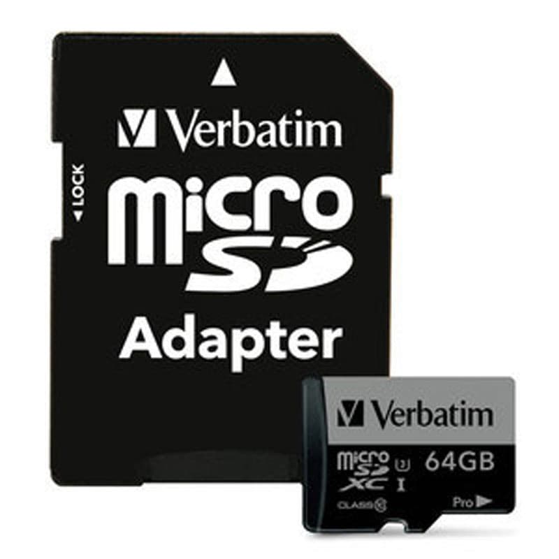 Verbatim Pro MicroSDXC 64GB + SD Adapter 47042