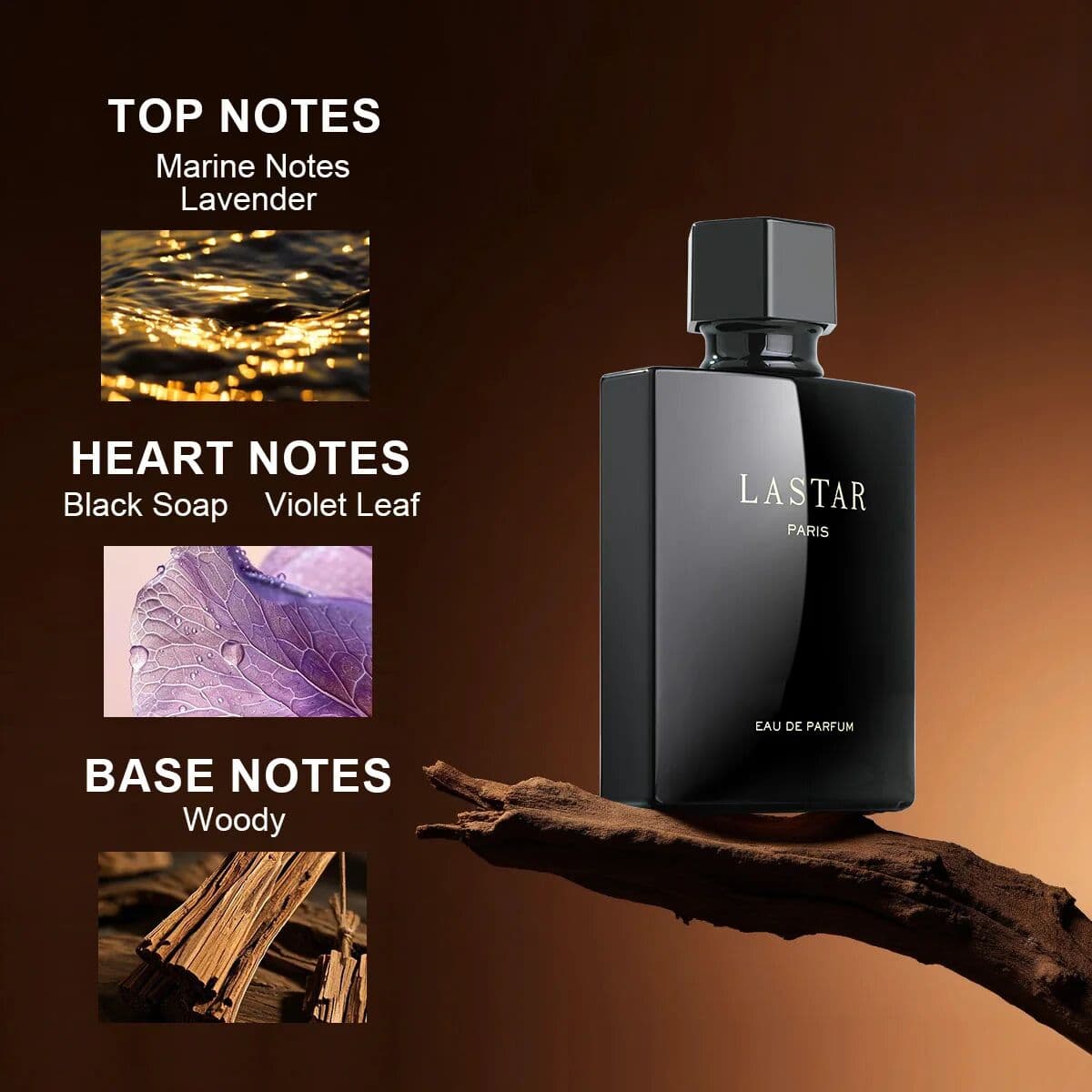 LASTAR Men's Perfume, Musk, Two Bottles Totaling 100ml/3.38fl oz. Long-Lasting Fragrance, Christmas Gift