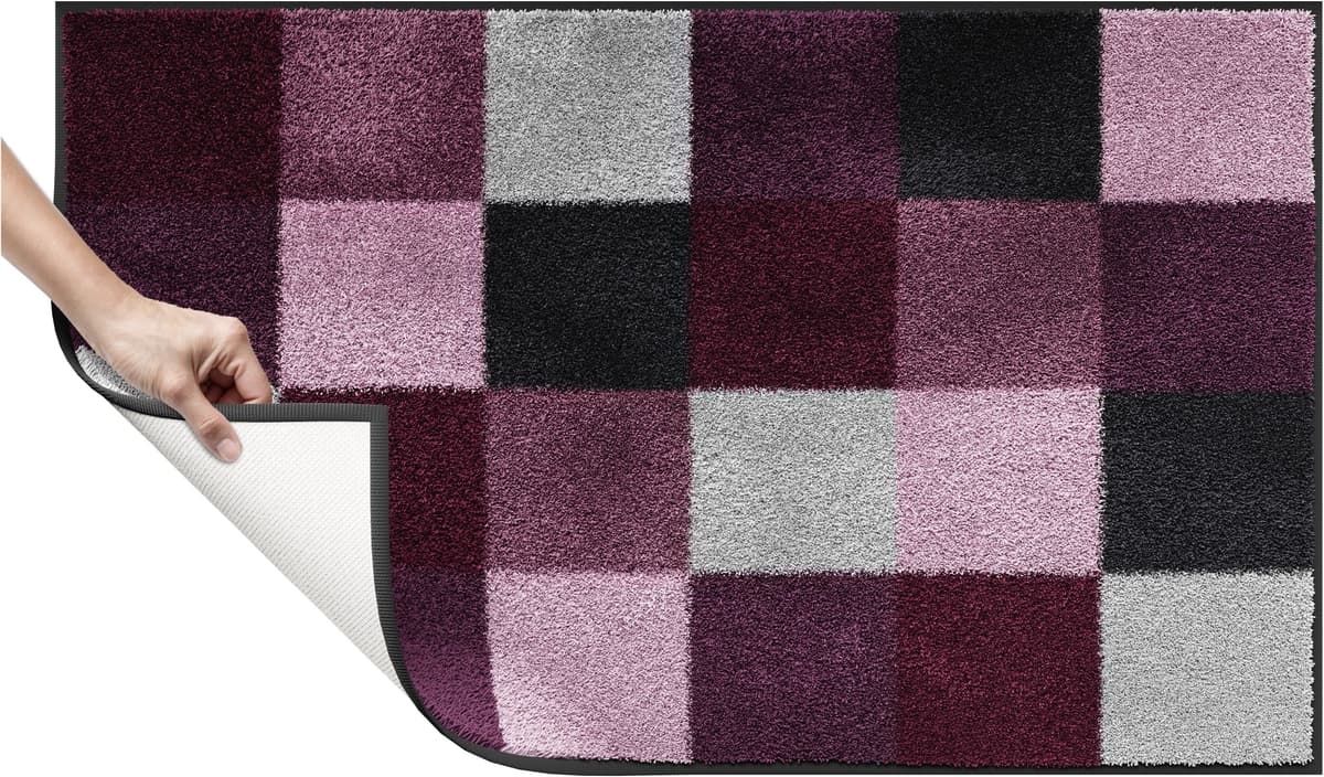 Badematte GRUND "Mosaik, Badvorleger, Badezimmer Teppich, sehr weich" Gr. 1, lila (beere), H:20mm, Kunstfaser, Badematten, Badematte, angenehm weich, auch als 3 teiliges Set erhältlich, Made in Europe beere rechteckig (55cm x 50cm )