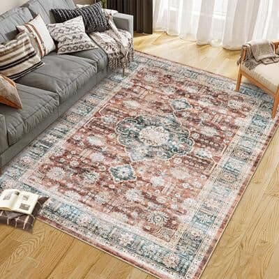 Garvee Traditional Medallion Border Area Rug