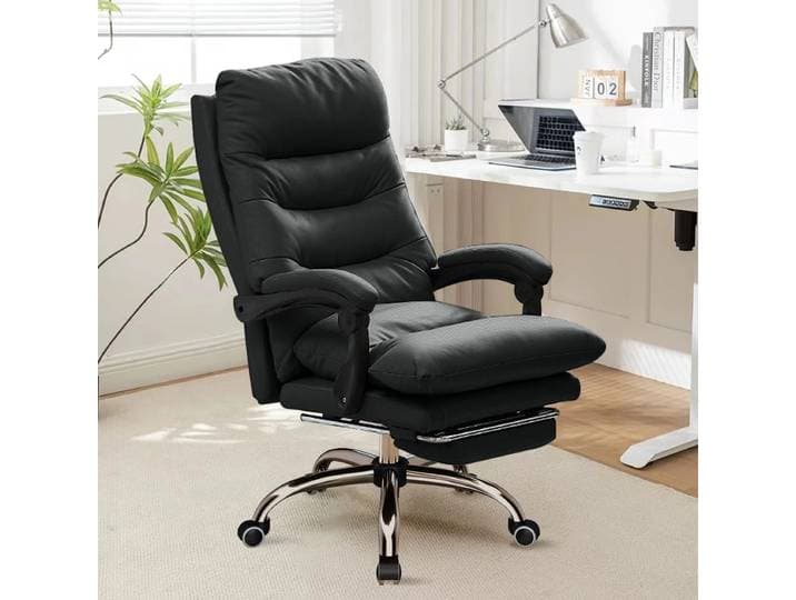 Chaise de bureau ergonomique avec support lombaire réglable et repose-pieds - Fonction pivotante et inclinable pour usage domestique et professionnel
