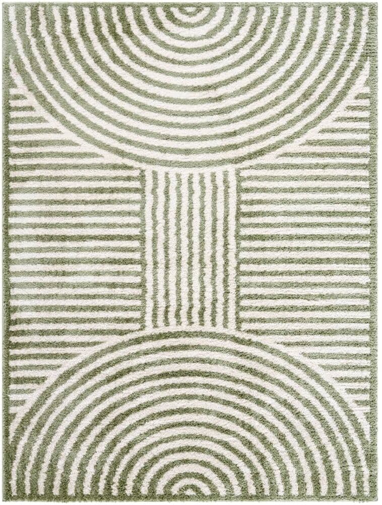 Livabliss Alfombra shaggy moderna lavable verde 200x275
