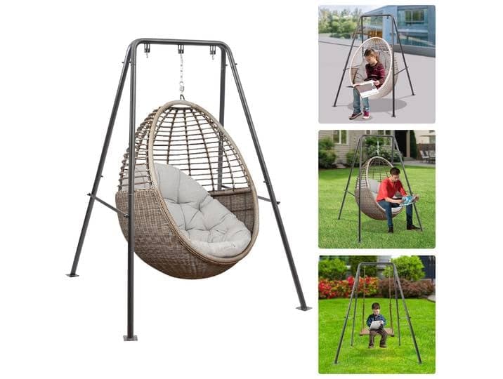 Support de chaise suspendue en A, cadre de chaise suspendue en métal, support de siège suspendu avec 3 crochets pour une utilisation en intérieur et en extérieur