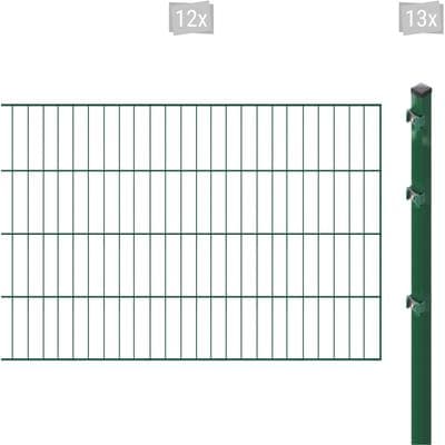 Einstabmattenzaun ARVOTEC "ESSENTIAL 80 zum Aufschrauben", grün (dunkelgrün), H:80cm, Kunststoff, Stahl, Zaunelemente, Zaunhöhe 80 cm, Zaunlänge 2 - 60 m
