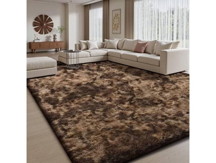 Sour Lemon Tapis de Salon\, à Poils Longs\, Tapis Chambre Marron\, 275x370cm\, antidérapant\, Extra Large\, Moelleux et Moderne\, pour Chambre à Coucher\, Chambre d'enfant