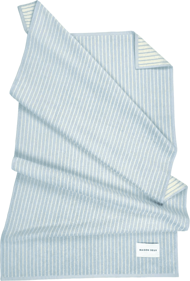 Maison Deux Dual Stripe Badehåndkle Blue Butter Yellow 70x140 Cm
