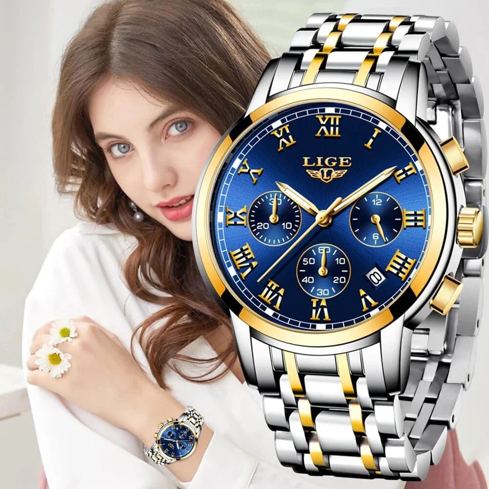 LIGE 2024  Fashion Women Watches Ladies Top Brand Luxury Creative Steel Women Bracelet Watches Female Quartz Waterproof Watch