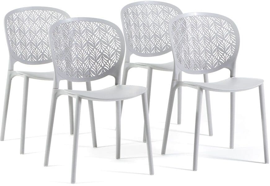 Fuori Set de 4 sillas de jardín apilables en resina gris