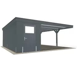 Carport 6 x 6m mit innenliegendem Geräteraum in Anthrazit