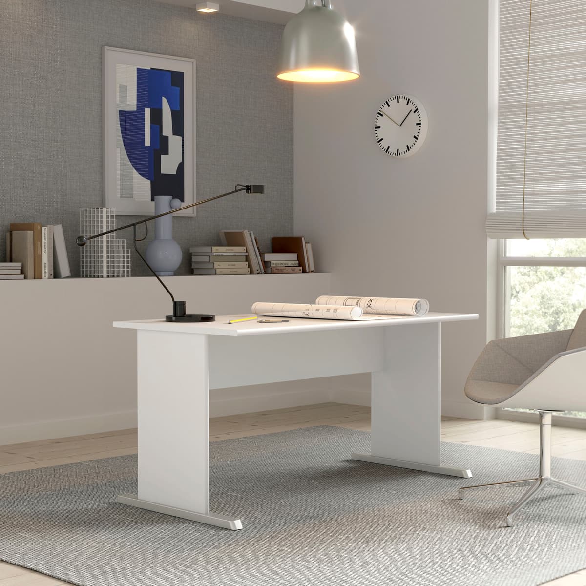 Schreibtisch FORTE "Tempra", weiss (weiß), B:144cm H:72cm T:72cm, Tische, Schreibtisch, Breite 144 cm weiß B/H/T: 144cm x 72cm x 72cm