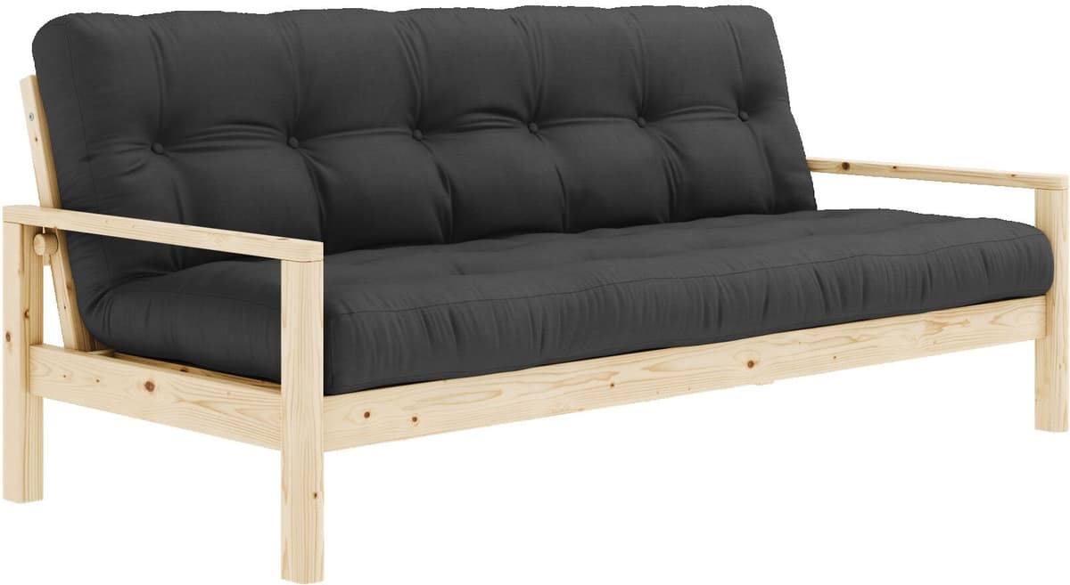 Schlafsofa KARUP DESIGN "KNOB", grau (dunkelgrau), B:205cm H:79cm T:95cm, Matratzenmaterialzusammensetzung: Futonmatratze mit Knopfheftung, Höhe 14 cm, aus recyceleten Mischfasern mit einem Kern aus 4 cm Schaumstoff. Matratzenfüllung: Baumwoll-Mix-Füllung