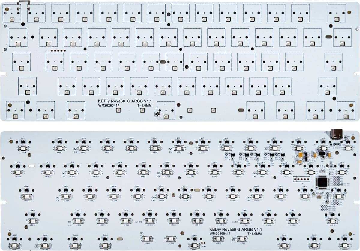 KBDiy Nova60 HE Magnetic PCB Keyboard Wooting 60 Custom DIY For GH60 MAD60 GT60 MK60 AG60 Keyboard Case 8KHz 0.15ms Latency NKRO