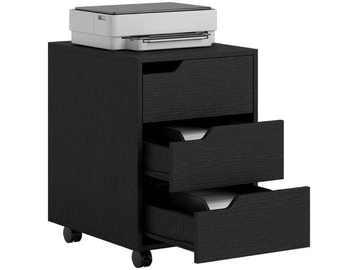 Caisson bureau - HOMCOM - sur roulettes - 3 tiroirs - MDF - 40x50x57 5cm - noir