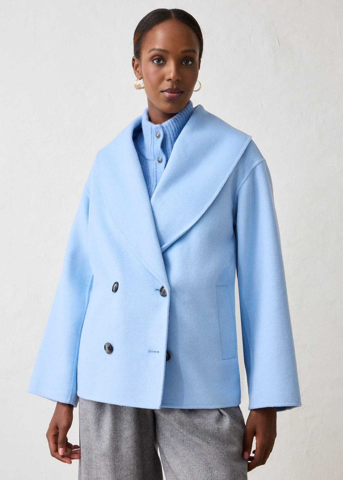 bonprix Oversize Jacke aus weichem Woll-Mix, blau, Gr.52, stilvolle Woll-Jacke in schöner Premium-Qualität, aus Wolle