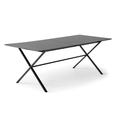 Esstisch HAMMEL FURNITURE "Meza Designtisch mit Auszugsfunktion und 2 Einlegeplatten", grau (graphit, schwarz, graphit), B:165cm H:74cm T:90cm, Tischplatte: Graphit nanobehandeltes Fenix-Laminat (schwarzer Rand), Gestell: Pulverbeschichtetes...
